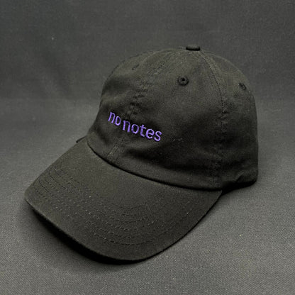 No Notes Canva Strapback Hat Black Purple Embroidered Dad Cap Adjustable