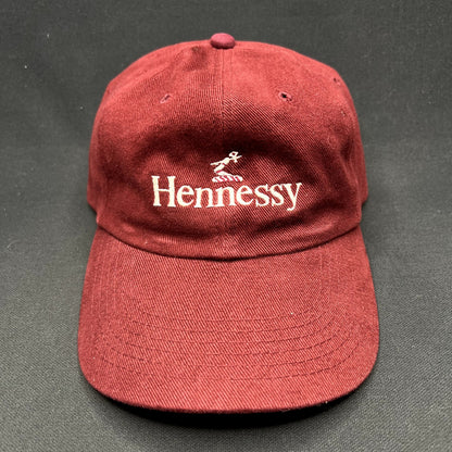 Vintage Hennessy Cognac Strapback Hat Burgundy Dad Cap Art Headwear