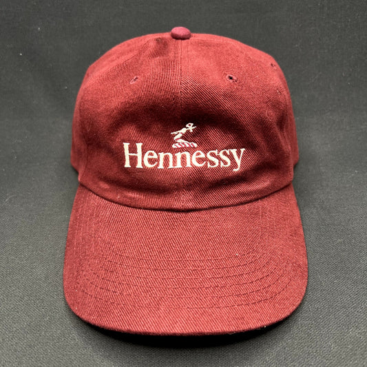 Vintage Hennessy Cognac Strapback Hat Burgundy Dad Cap Art Headwear