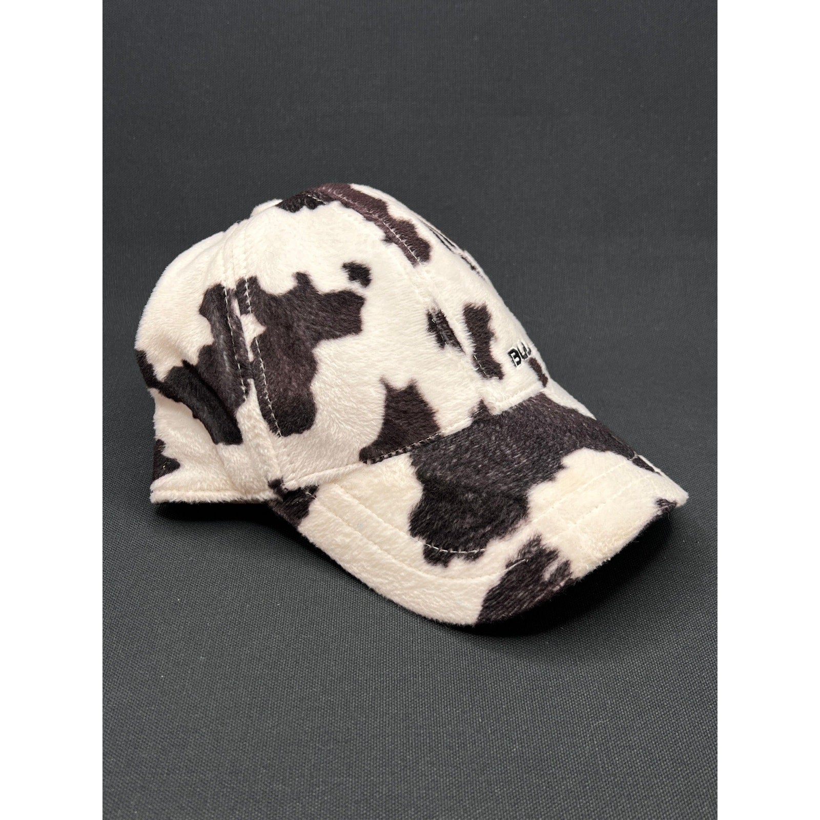 BULA Cow Print Fleece Cap Black White Plush Streetwear Hat