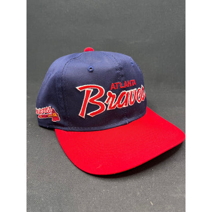 Vintage 90s Atlanta Braves Sports Specialties Script Hat The Twill Korea DS