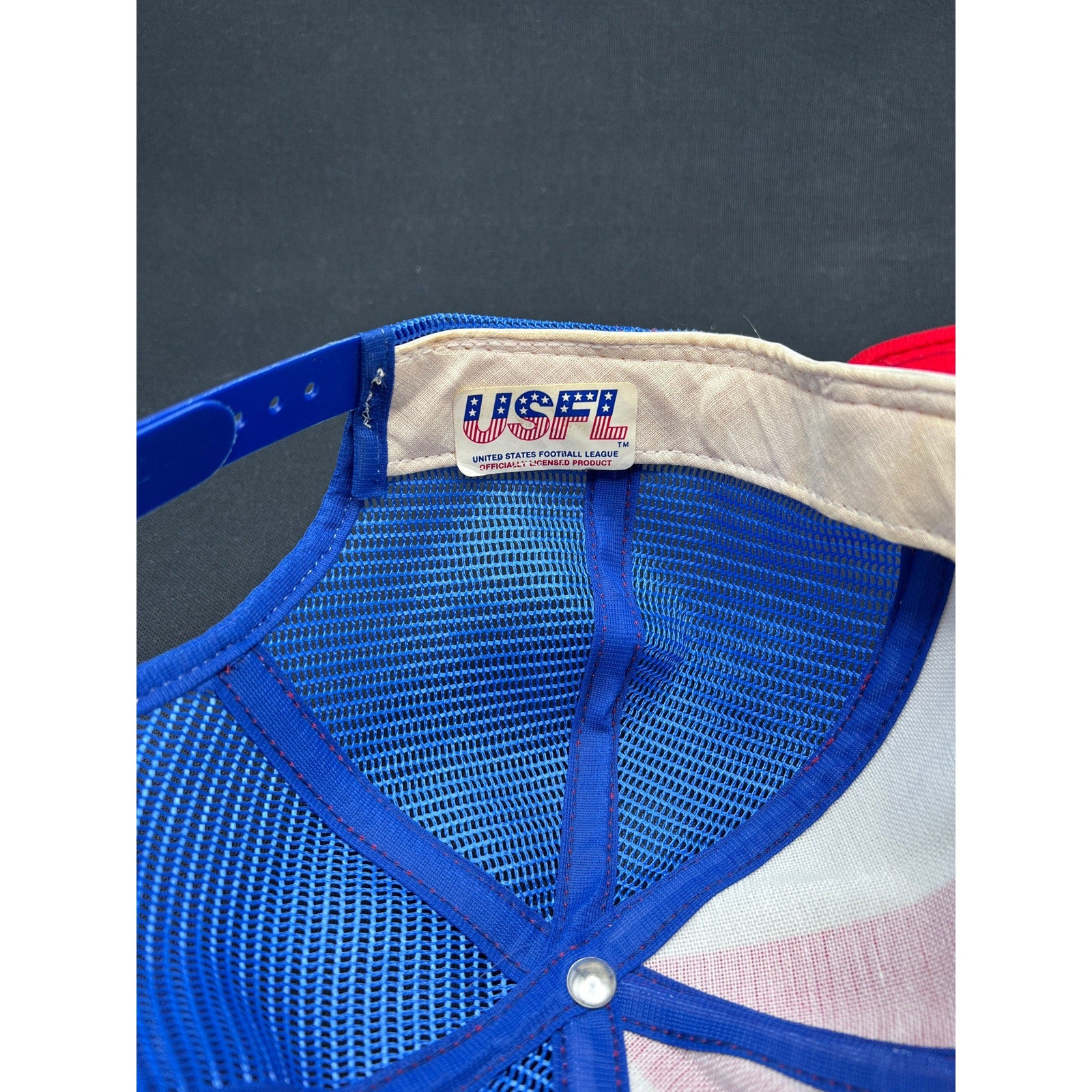 Vintage 1980s Chicago Blitz USFL Snapback Trucker Hat AJD Lucky Stripes USA