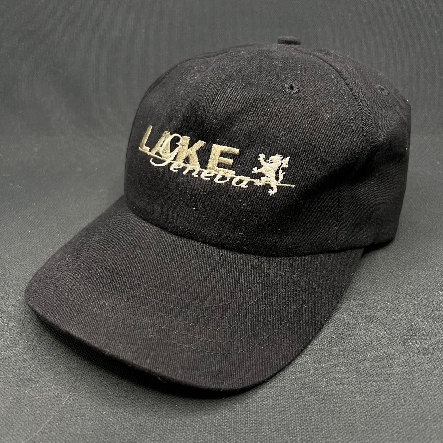 Vintage Lake Geneva Strapback Hat Black Script Logo Gear For Sports Cap