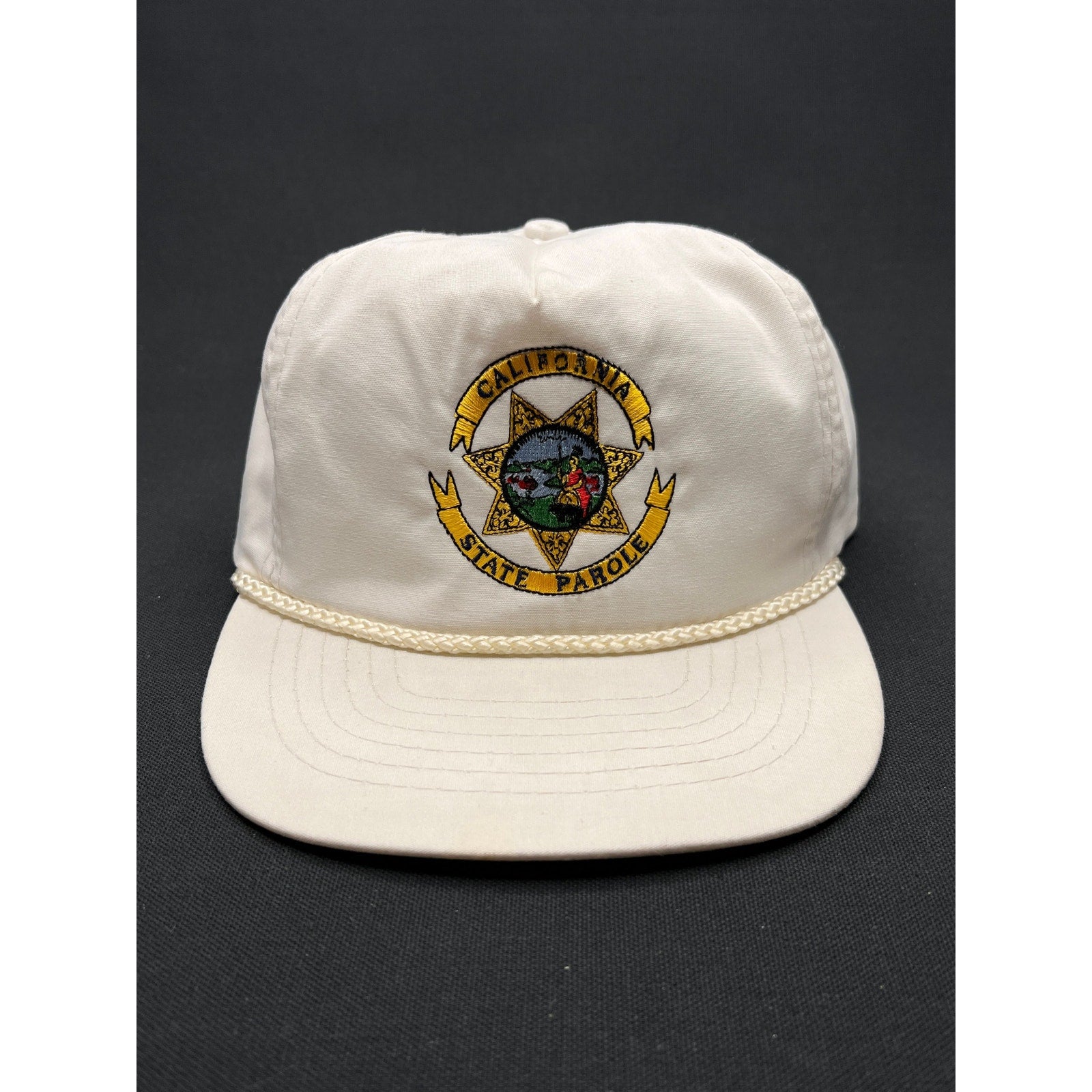 Vintage 90s California State Parole Rope Hat Otto – White Snapback
