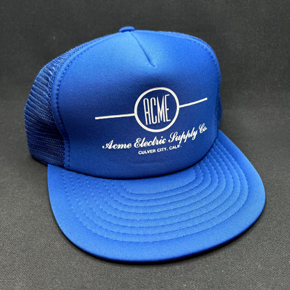 Vintage Acme Electric Supply Co Culver City Mesh Snapback Trucker Hat Blue USA