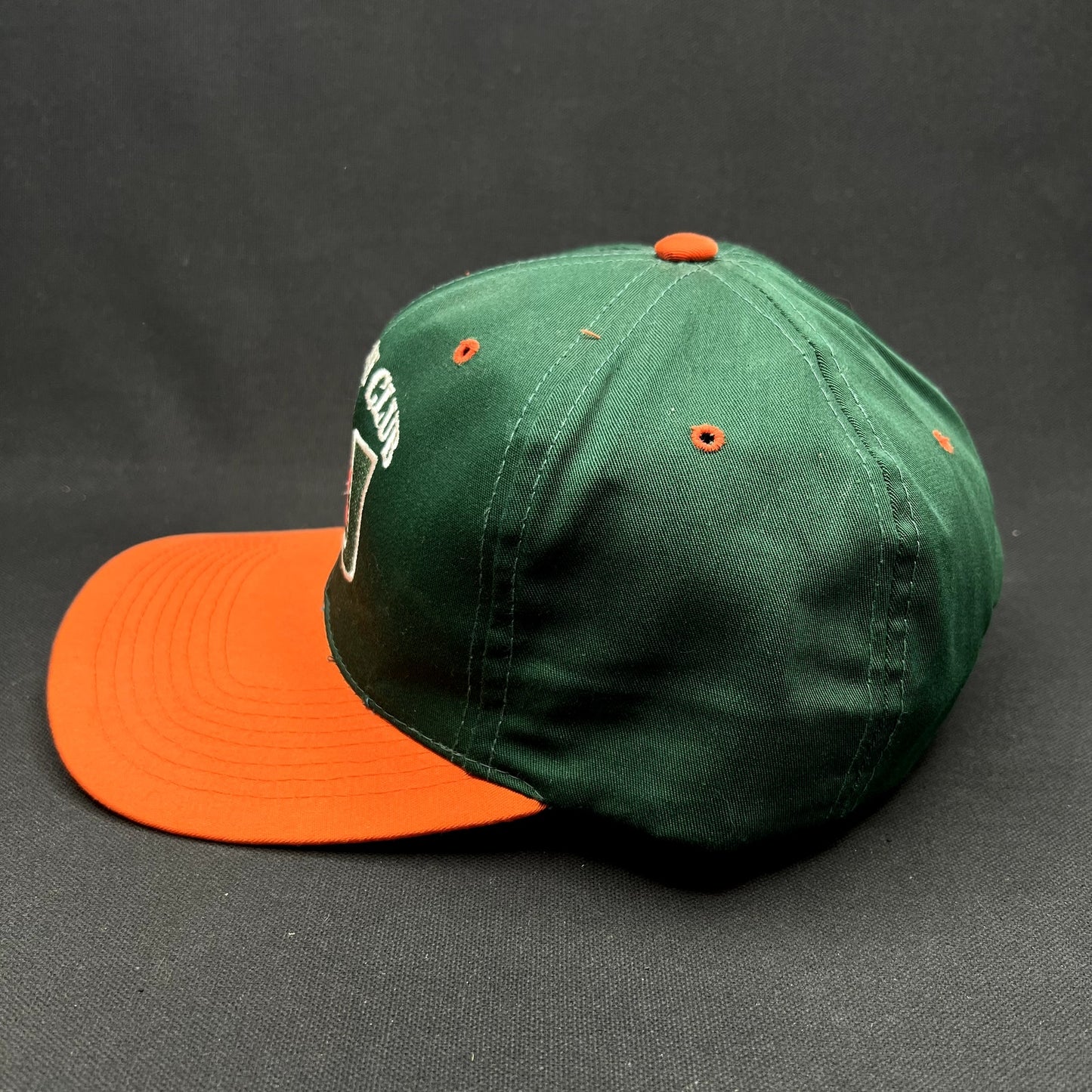 Vintage Miami Hurricanes Hurricane Club Snapback Hat Green Orange