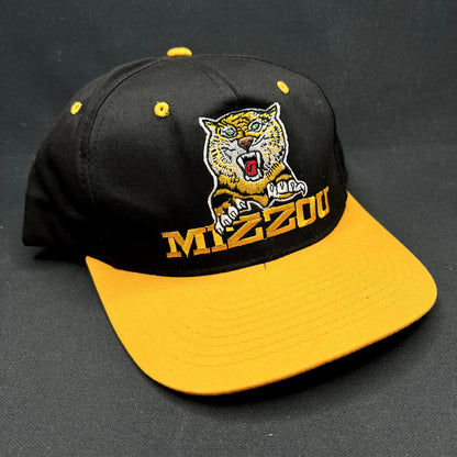 Vintage University of Missouri Mizzou Tigers Snapback Hat Black Yellow 90s