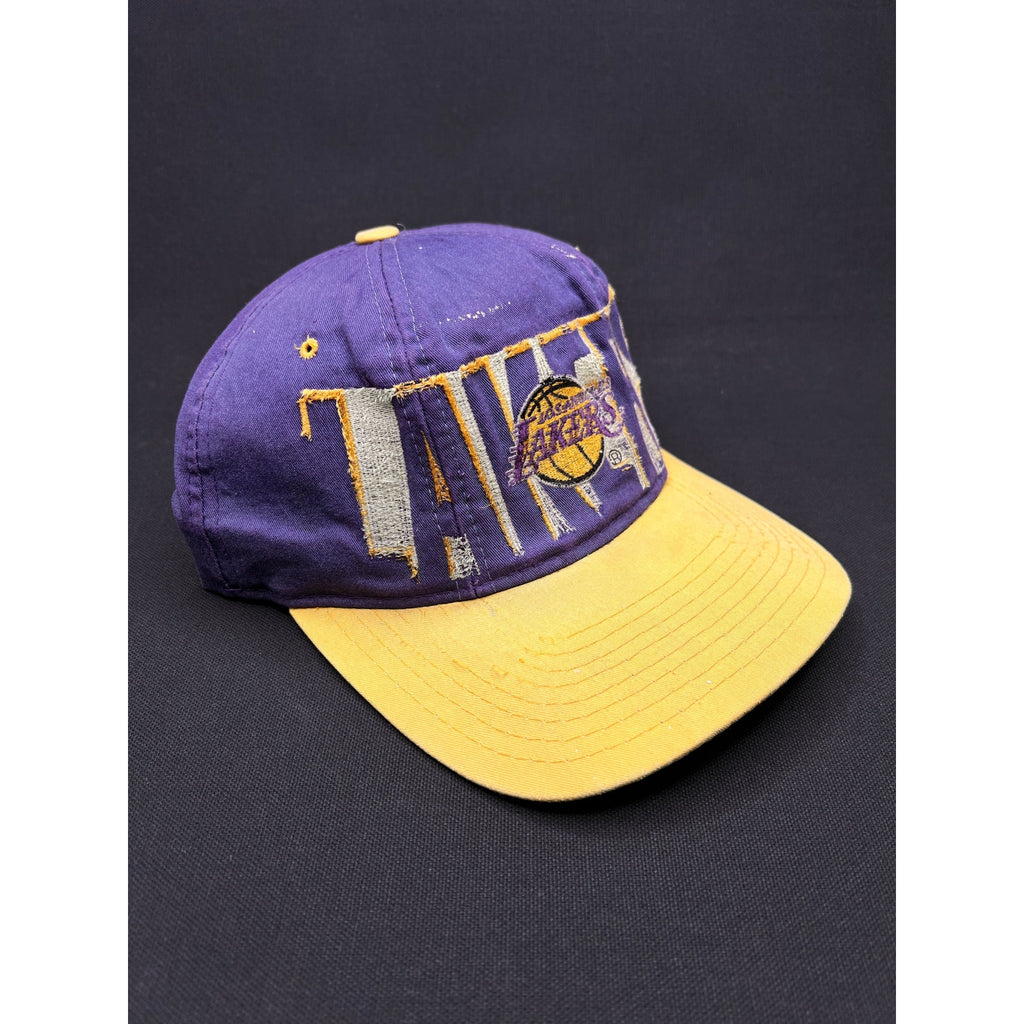 Rare Vintage 90s LA Lakers Starter Snapback Hat Tri Power Purple Gold Well Loved