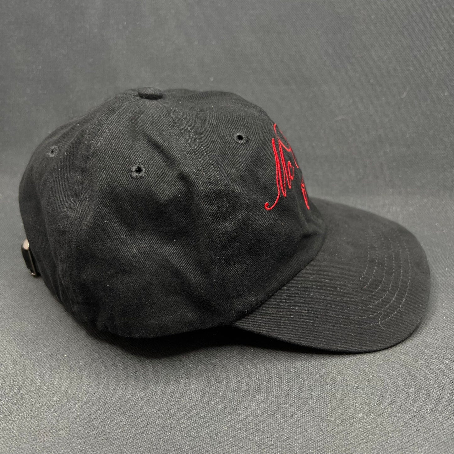 McCall Motor Works Strapback Hat Black Red Script USA Flag Cap