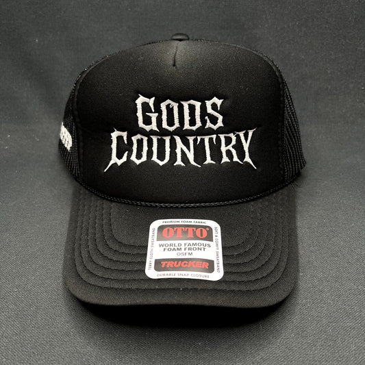 God’s Country Black Trucker Snapback Hat OTTO Foam Gothic Style