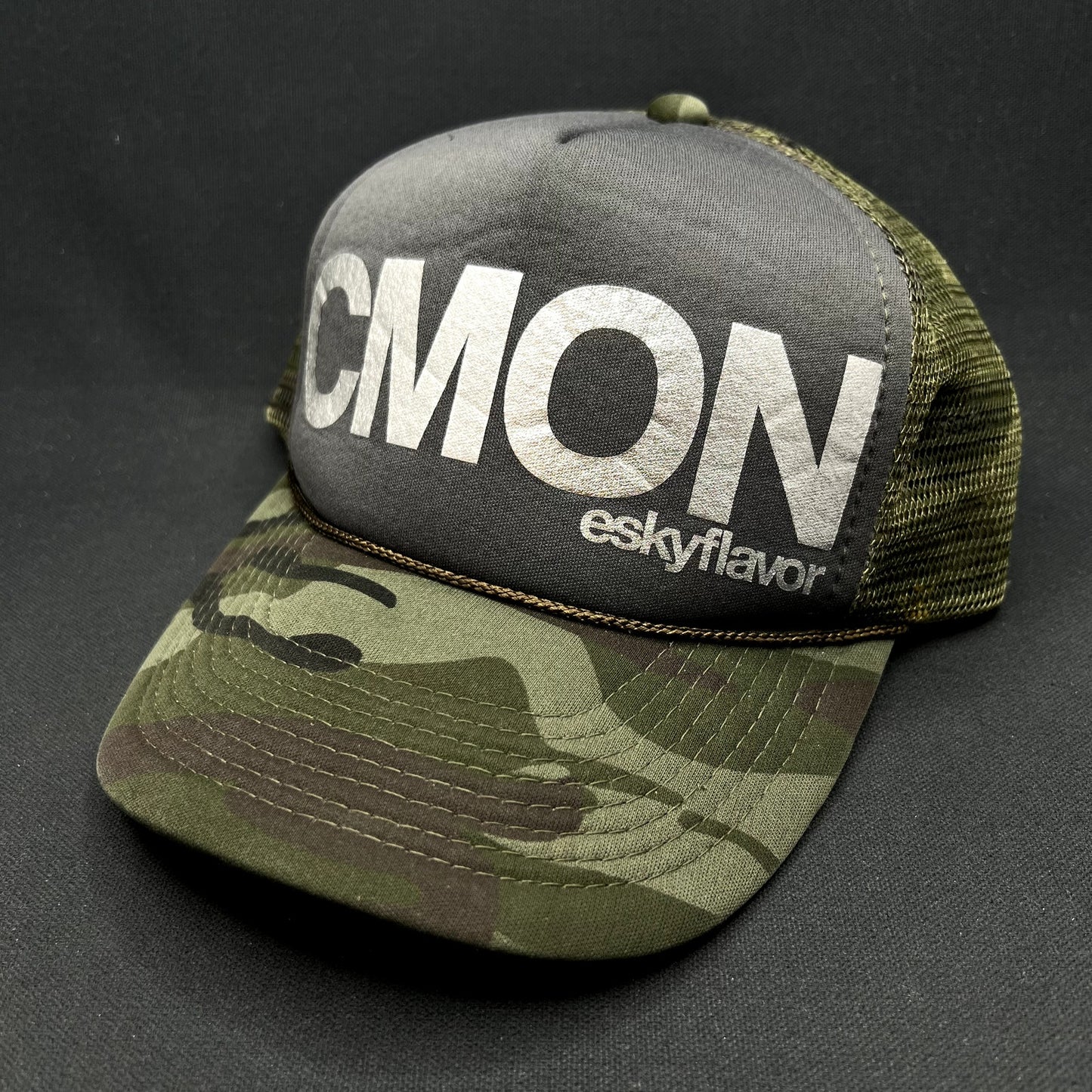 Eskyflavor CMON Camo Trucker Snapback Hat Hawaii Double Portion Mesh Cap