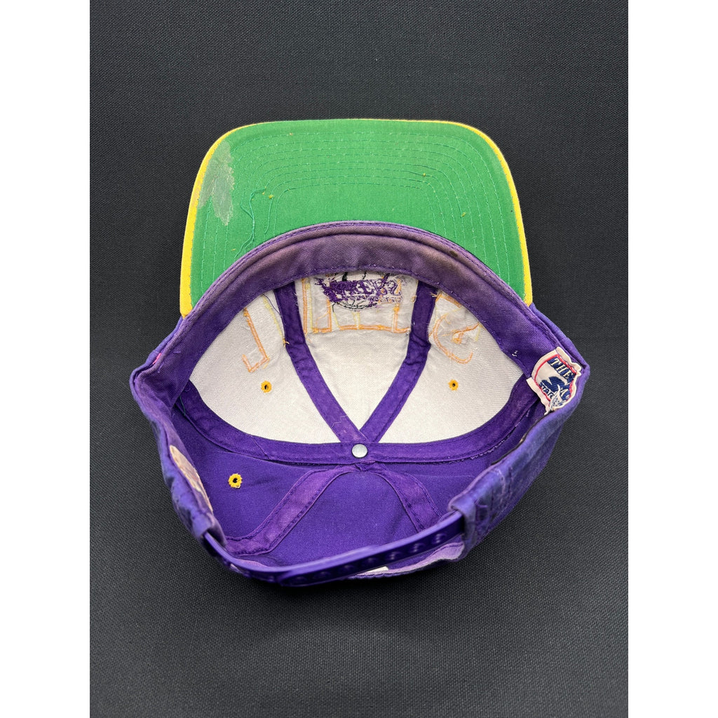 Rare Vintage 90s LA Lakers Starter Snapback Hat Tri Power Purple Gold Well Loved