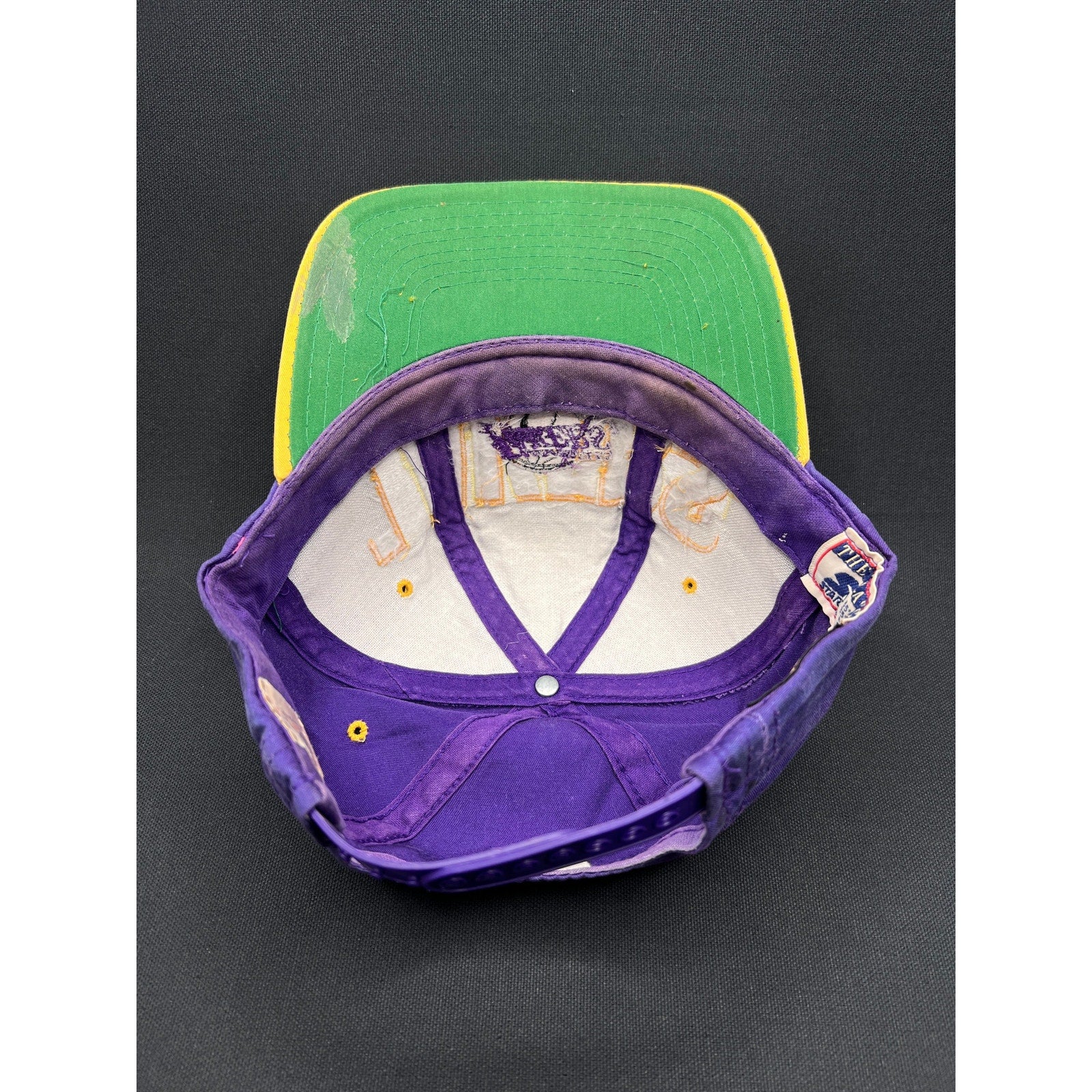 Rare Vintage 90s LA Lakers Starter Snapback Hat Tri Power Purple Gold Well Loved