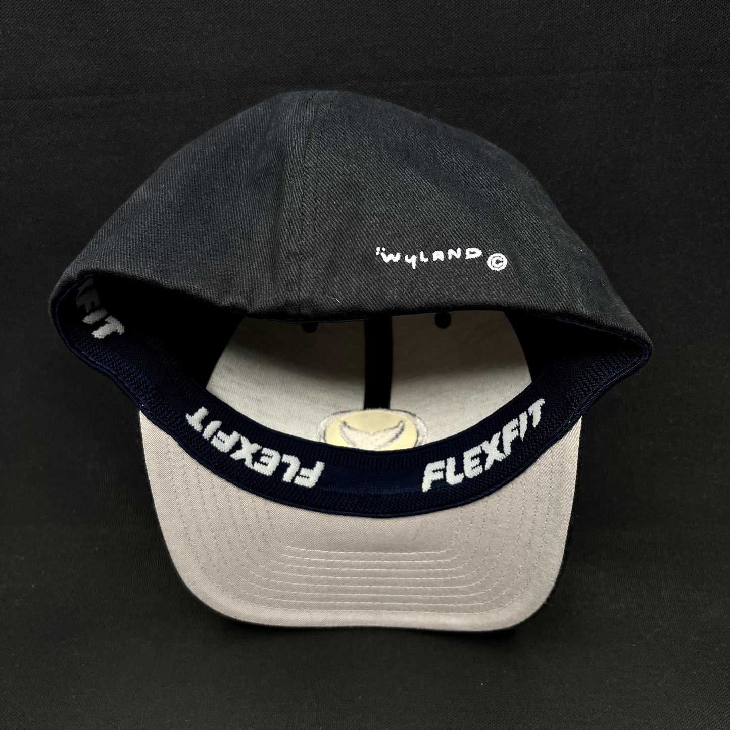 Wyland Galleries Flexfit Hat S/M Black Yupoong Whale Logo Cap