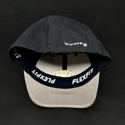 Wyland Galleries Flexfit Hat S/M Black Yupoong Whale Logo Cap