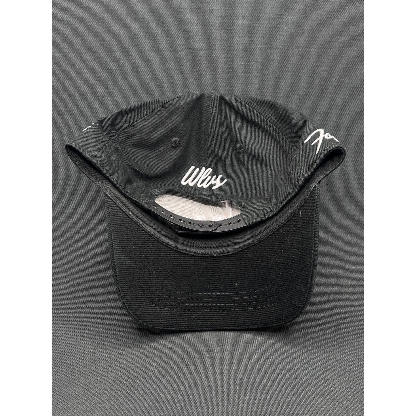 Okami Brand LV Las Vegas LA Flip Black Strapback Hat Streetwear Embroidered Logo
