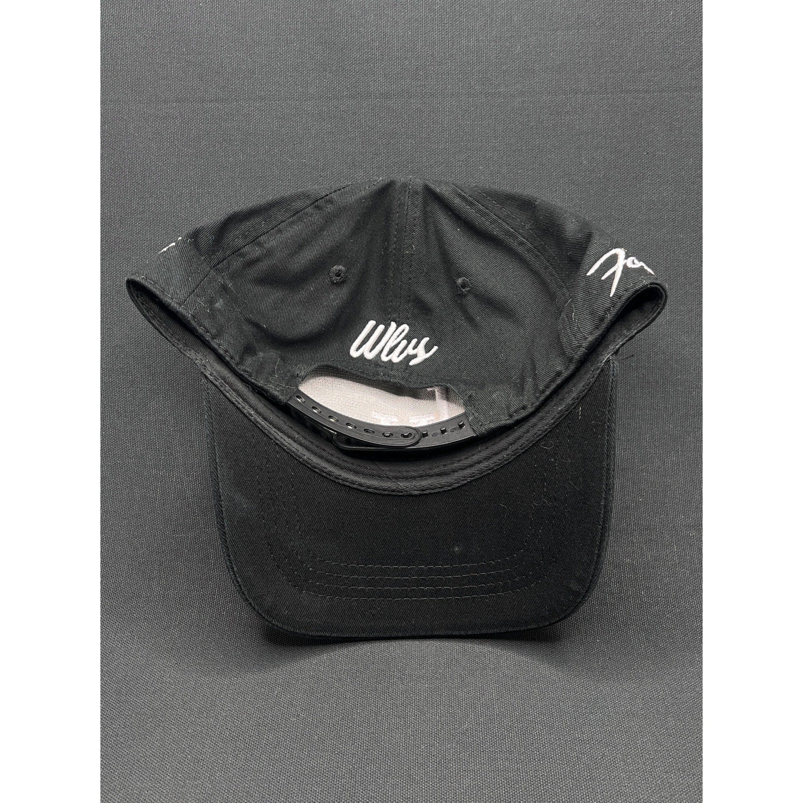 Okami Brand LV Las Vegas LA Flip Black Strapback Hat Streetwear Embroidered Logo