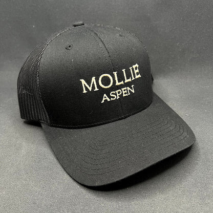 MOLLIE Aspen Hotel Snapback Trucker Hat Yupoong Classics Black Mesh Colorado