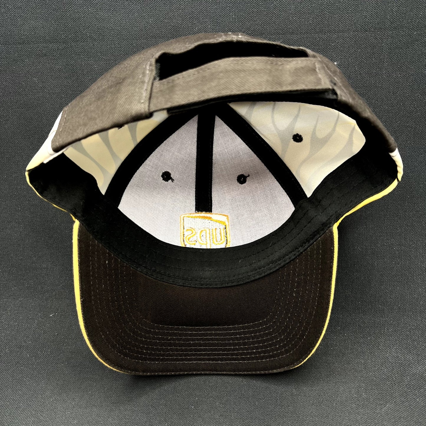 Vintage UPS Strapback Hat Brown Yellow Flame Side Panels Cap