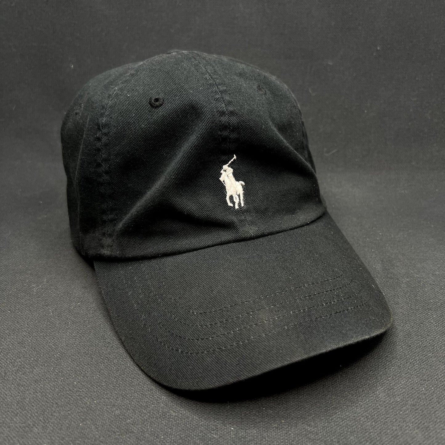 Polo Ralph Lauren Black Strapback Hat White Pony Logo Classic Sport Adjustable