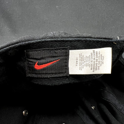Vintage Nike Soccer Shield Strapback Hat Black Swoosh Cap Y2K