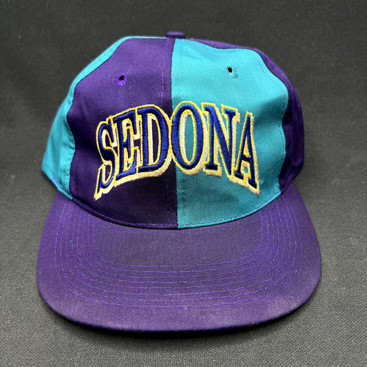 Vintage Sedona Arizona Snapback Hat Colorblock Purple Teal Southwest USA