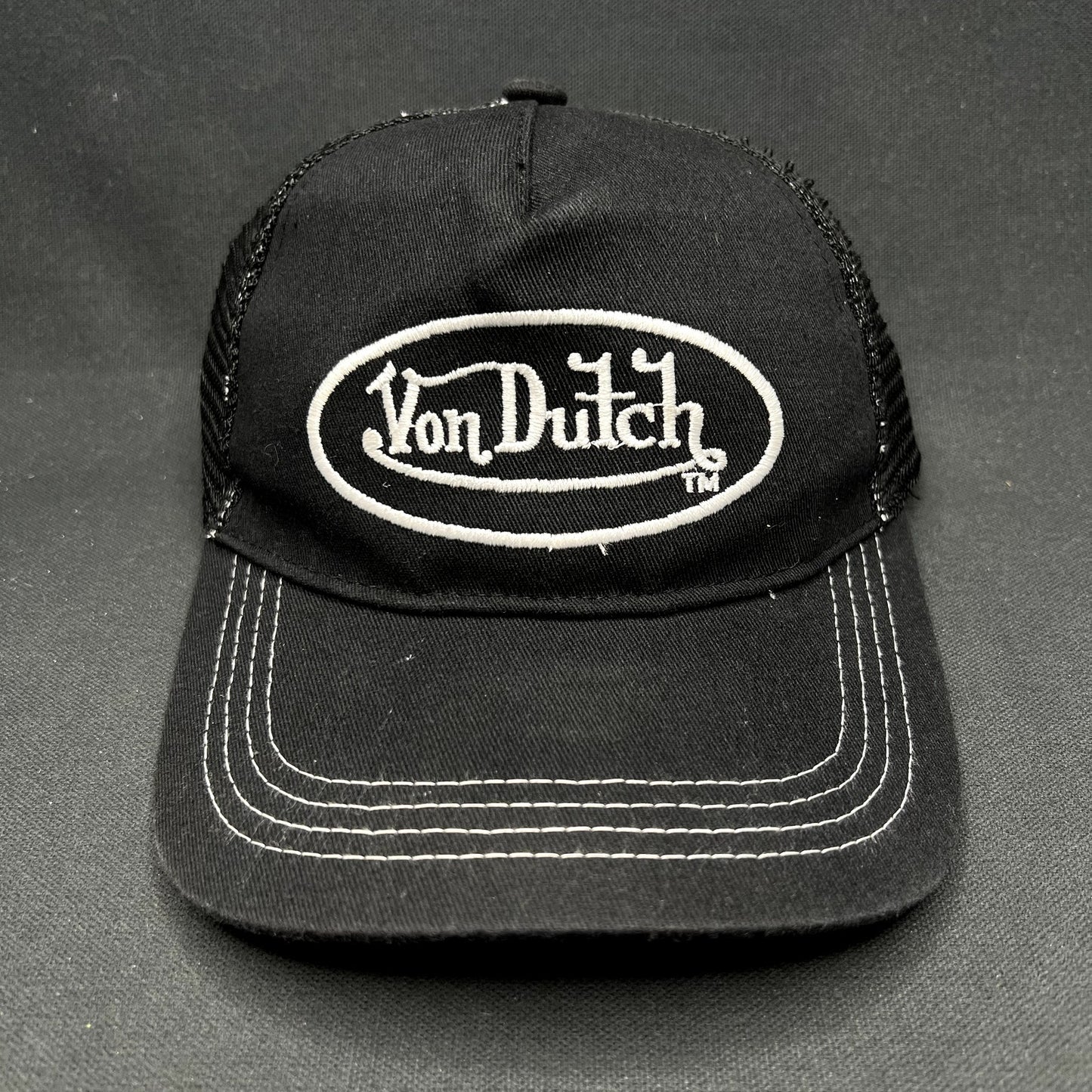 Vintage Y2K Von Dutch Black Trucker Snapback Hat