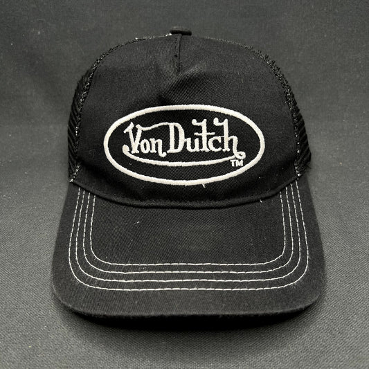 Vintage Y2K Von Dutch Black Trucker Snapback Hat