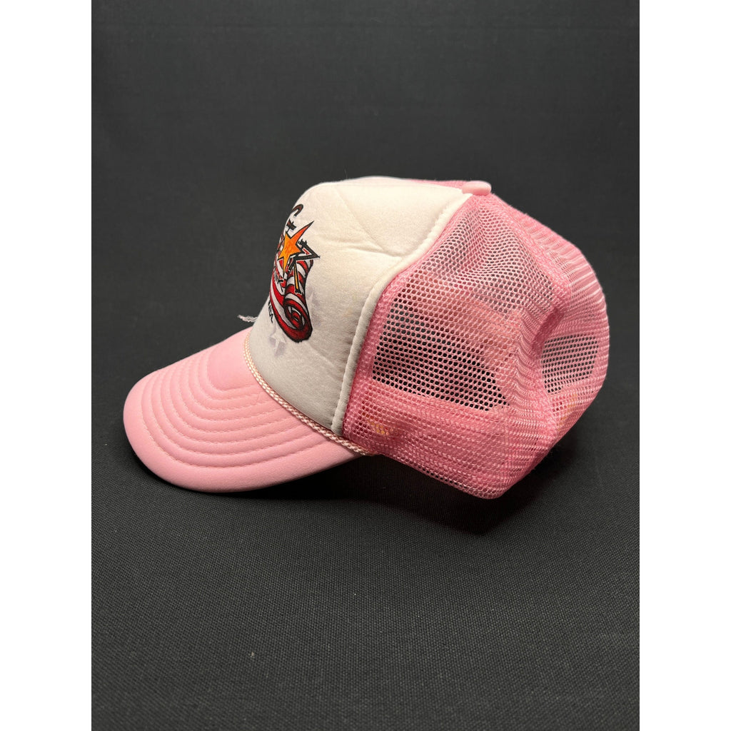 Vintage Rockstar Energy Drink Trucker Hat – Pink Mesh Foam Snapback Made In USA