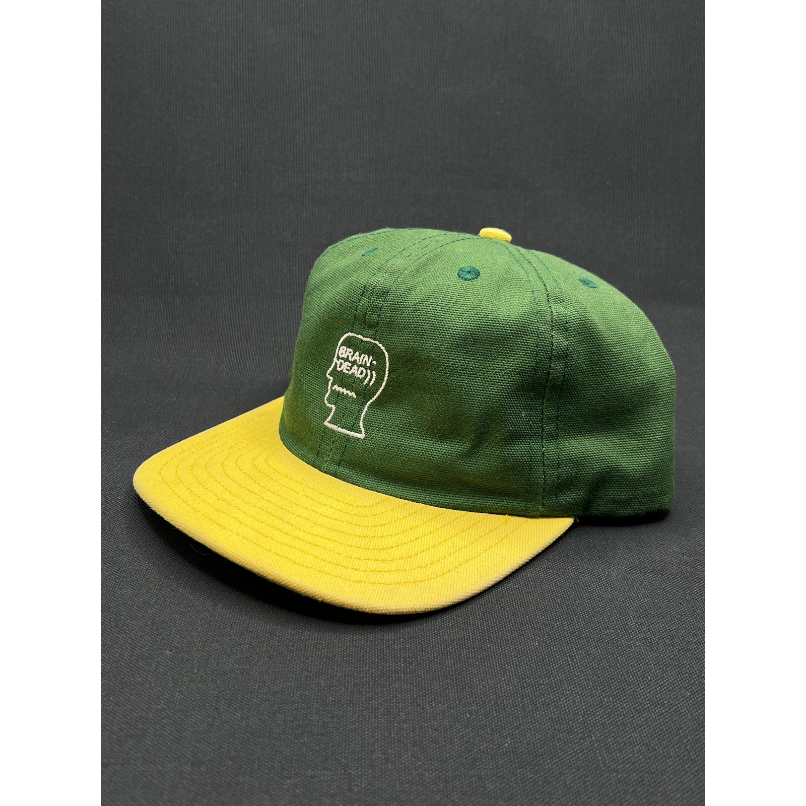 Brain Dead Skateboards Rare Green Yellow Snapback Hat Made in USA