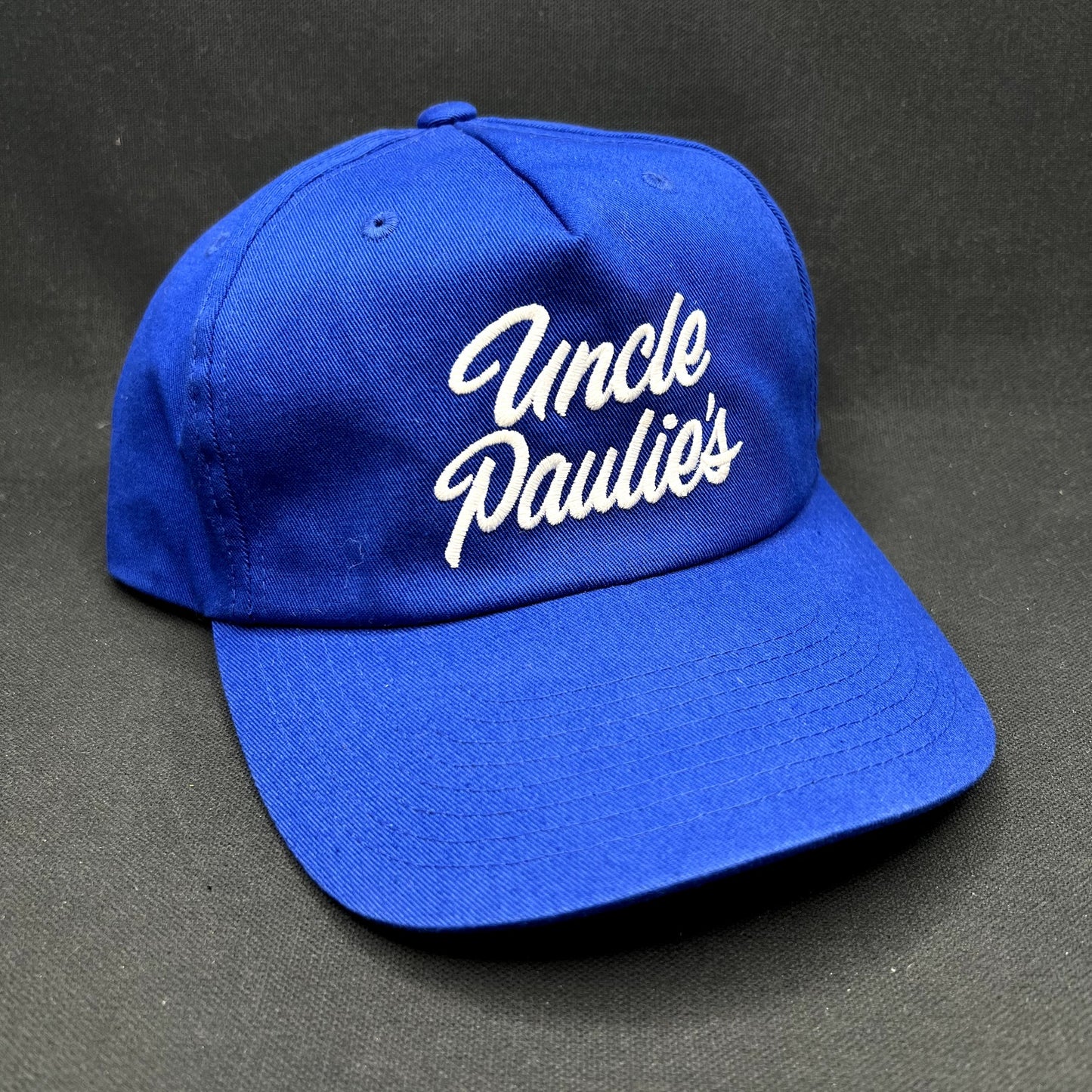 Uncle Paulie’s Script Snapback Hat Blue Streetwear Cap