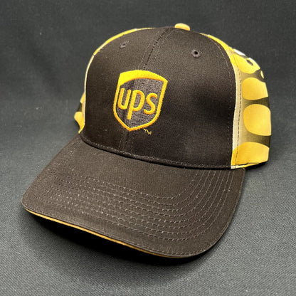 Vintage UPS Strapback Hat Brown Yellow Flame Side Panels Cap