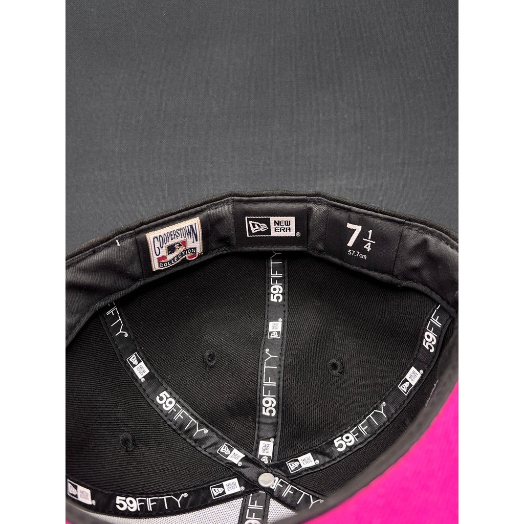 New Era LA “60 Years” Black Fitted Hat – Pink/Blue Embroidery (7 1/4)