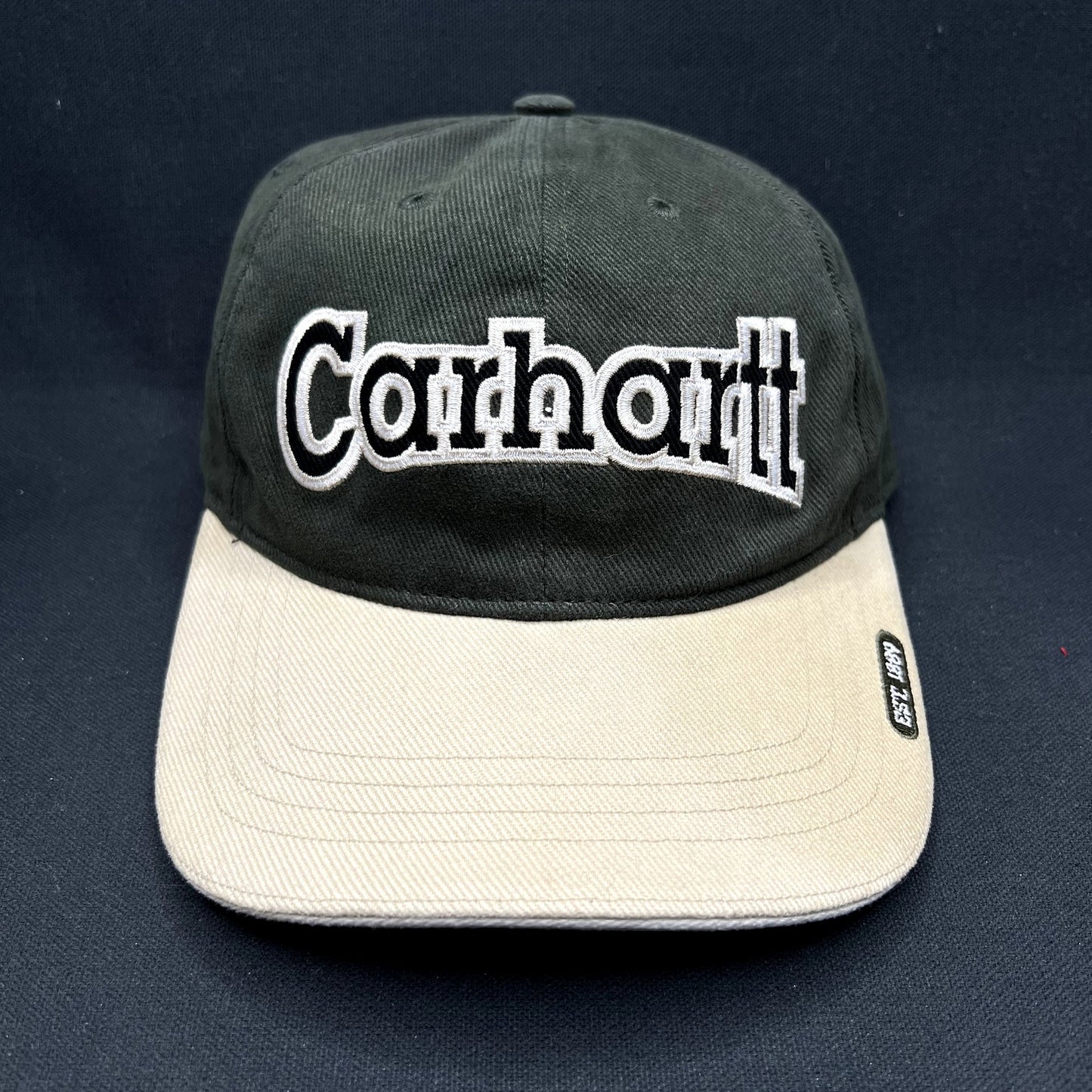 Carhartt Two-Tone Black Khaki Strapback Hat Embroidered Logo Cap