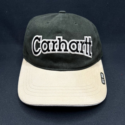 Carhartt Two-Tone Black Khaki Strapback Hat Embroidered Logo Cap