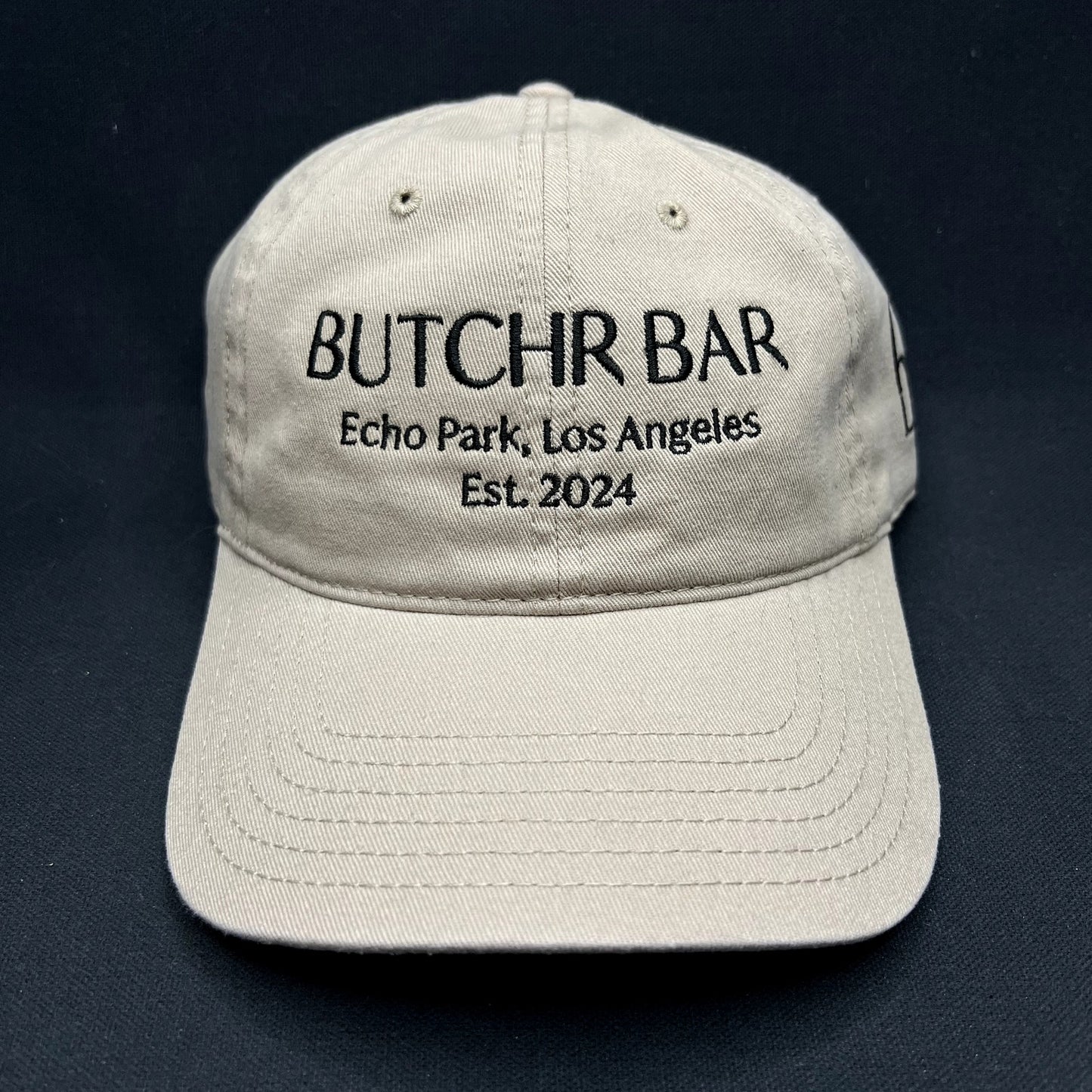 Butchr Bar Echo Park Los Angeles Strapback Hat OTTO Cap Beige