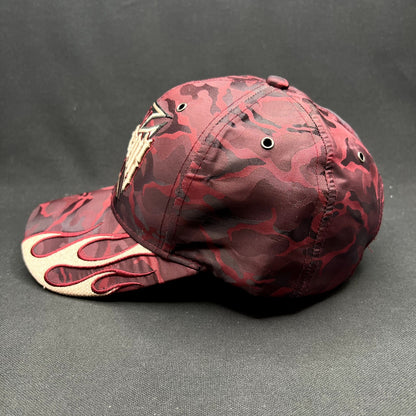 Y2K No Fear Ride Hard Flame Camo Strapback Hat Black Eagle Cap