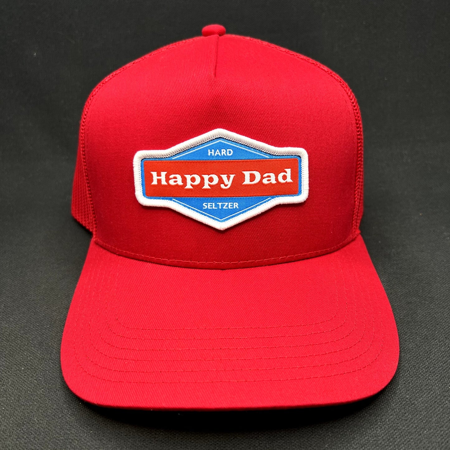 Happy Dad Hard Seltzer Red Trucker Snapback Hat Official Promo