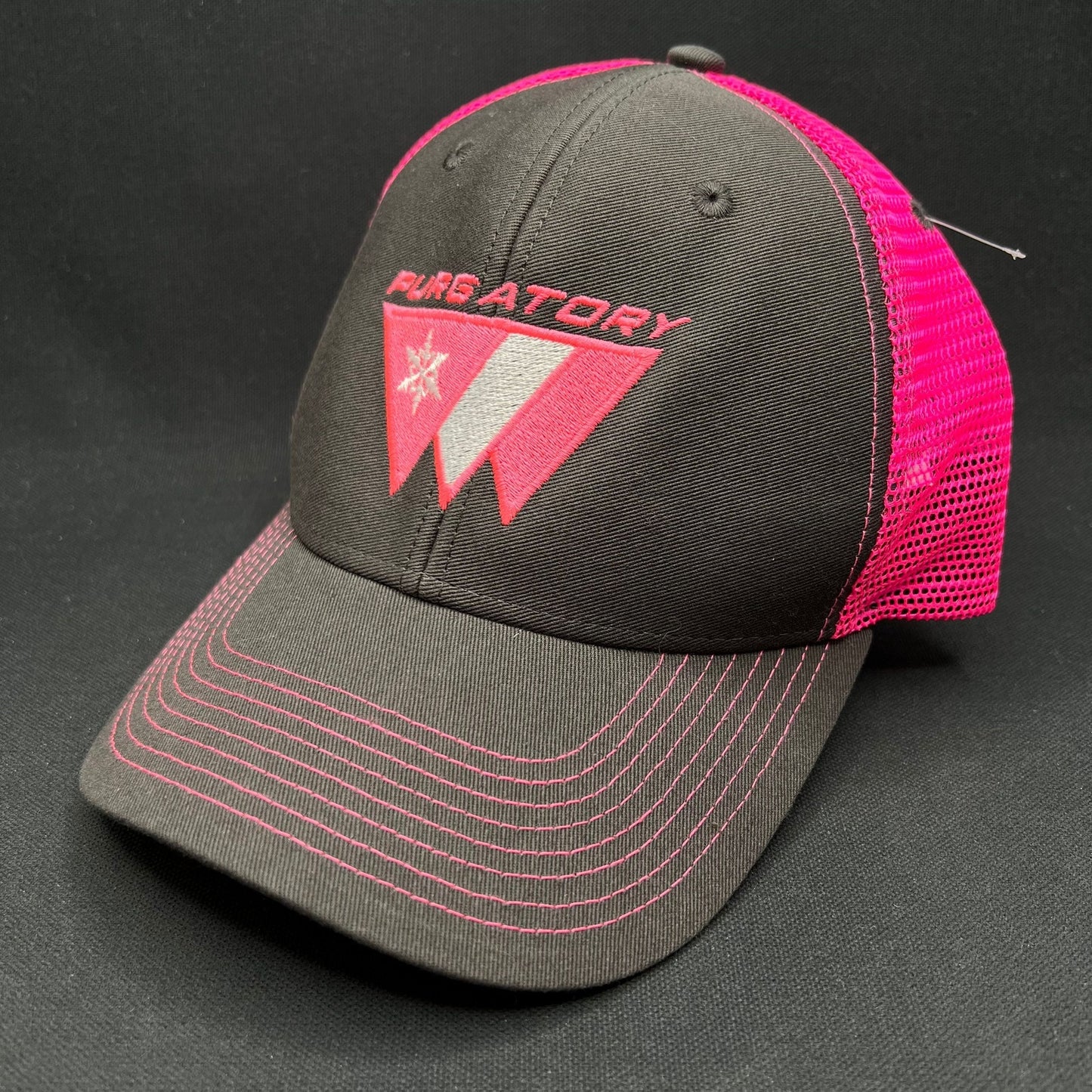 Vintage Purgatory Racing Snapback Hat Pink Mesh 90s Ski