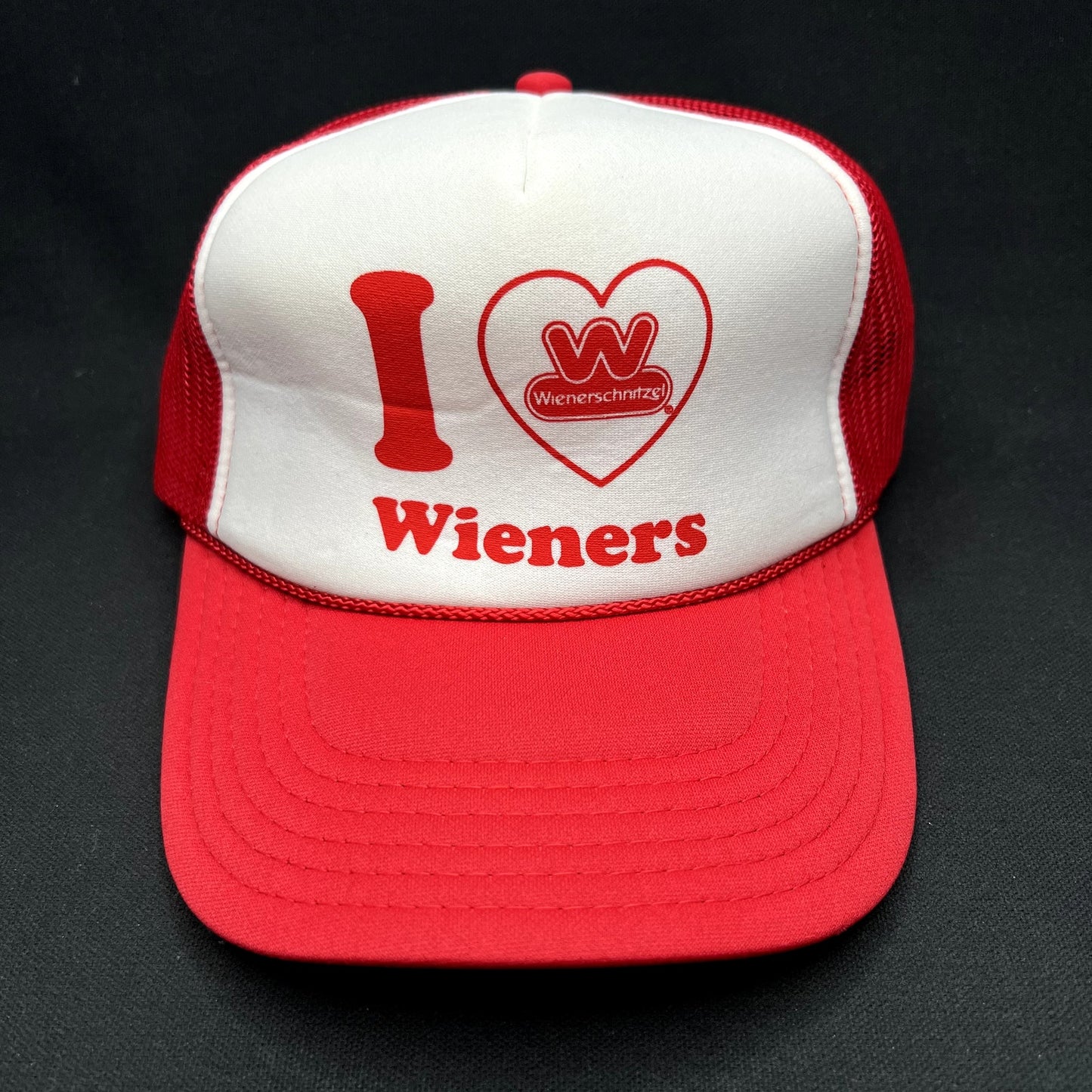 Wienerschnitzel I Heart Wieners Trucker Snapback Hat Red White