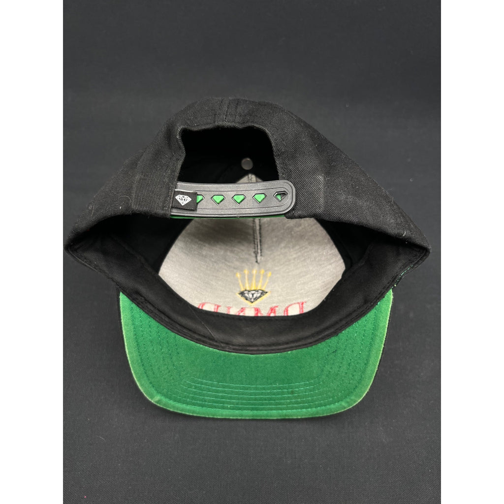 Vintage Diamond Supply Co. DMND Snapback Hat – Rolex Crown Parody Logo (Black/Green Underbrim)