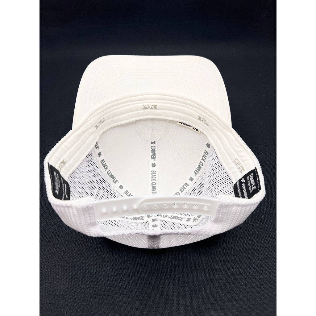 Rare Black Clover Sample Not for Sale Trucker Hat Live Lucky White