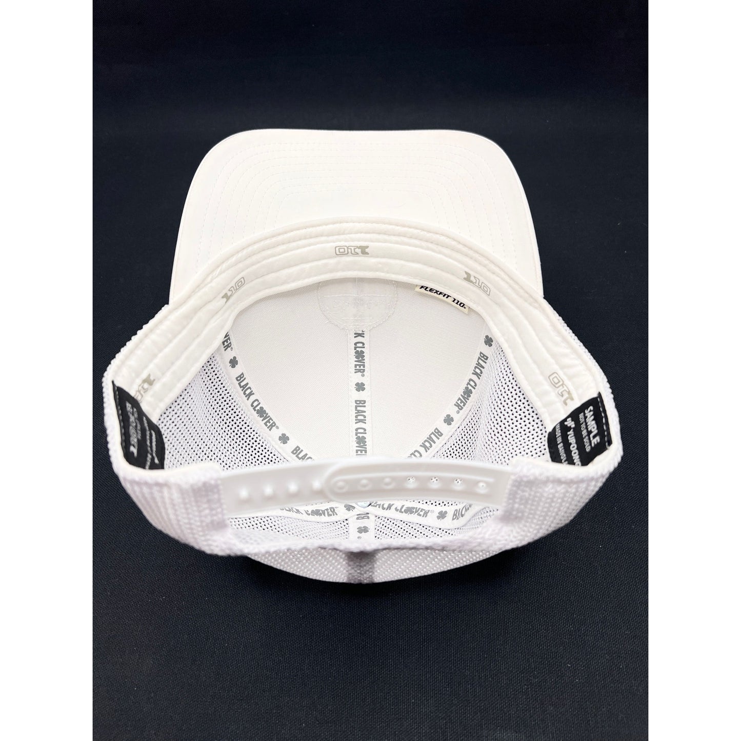 Rare Black Clover Sample Not for Sale Trucker Hat Live Lucky White