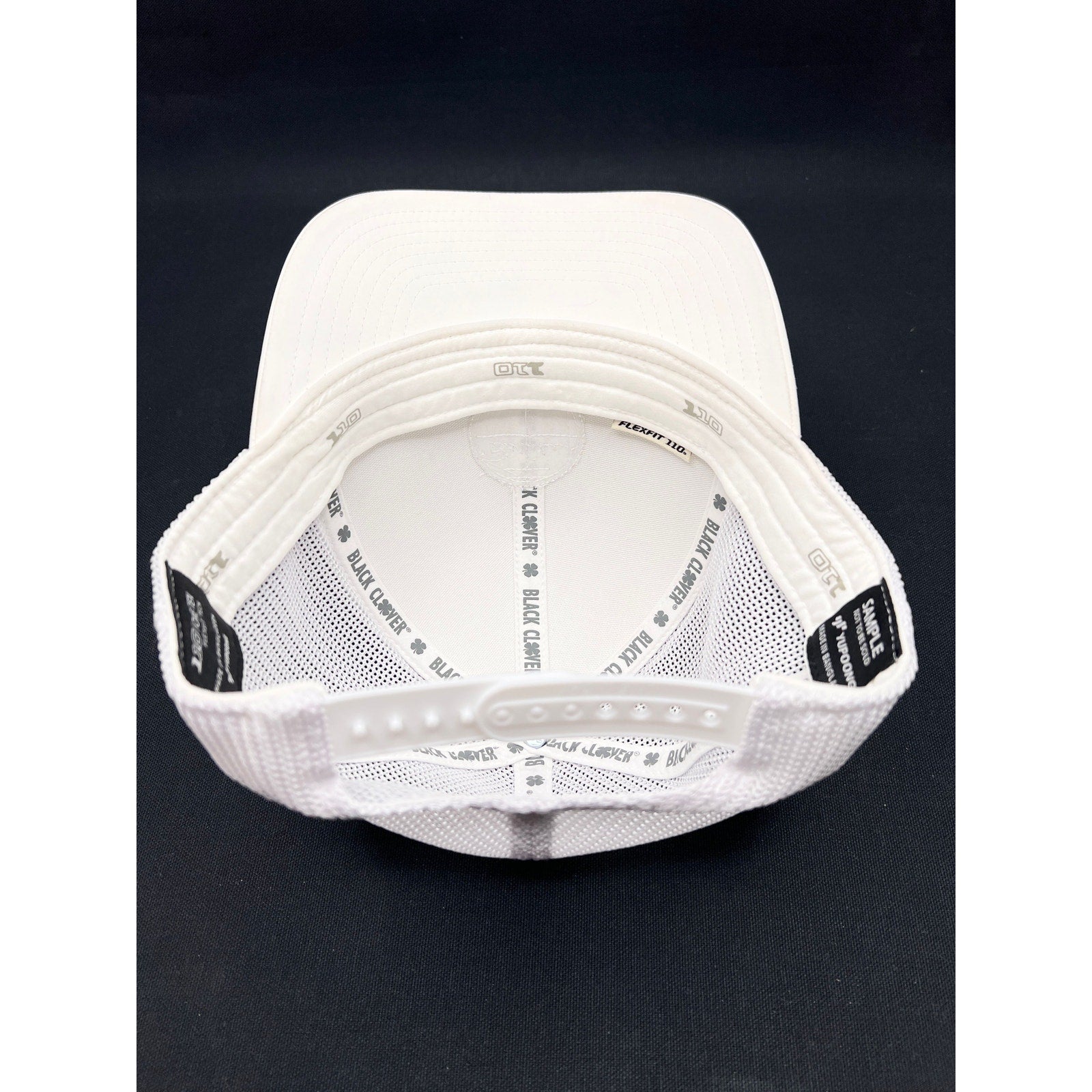 Rare Black Clover Sample Not for Sale Trucker Hat Live Lucky White