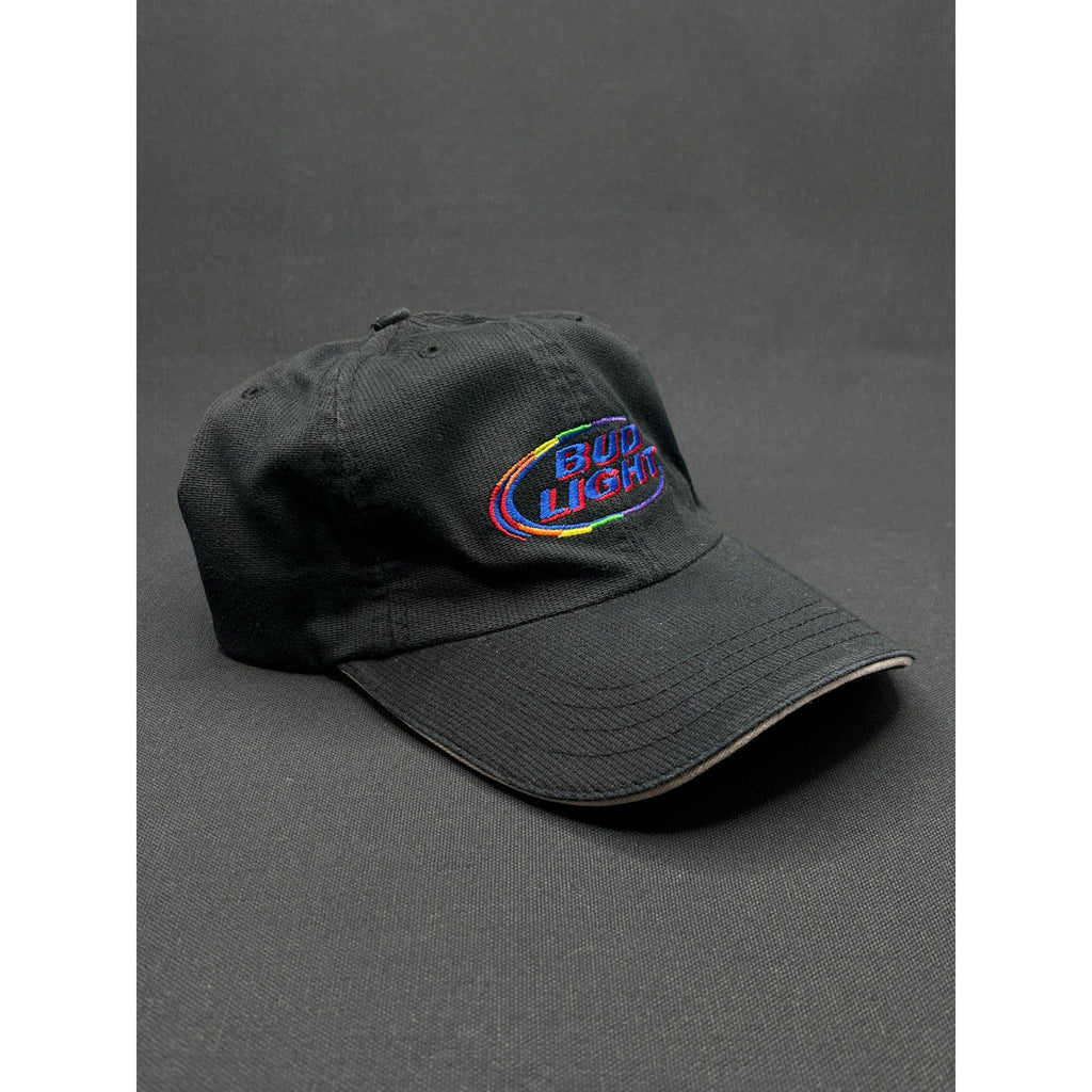 Vintage Bud Light Rainbow Logo Strapback Hat – Black Dad Cap