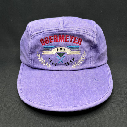 Vintage Obermeyer Ski Team 5-Panel Strapback Hat Purple Made in Taiwan SCI
