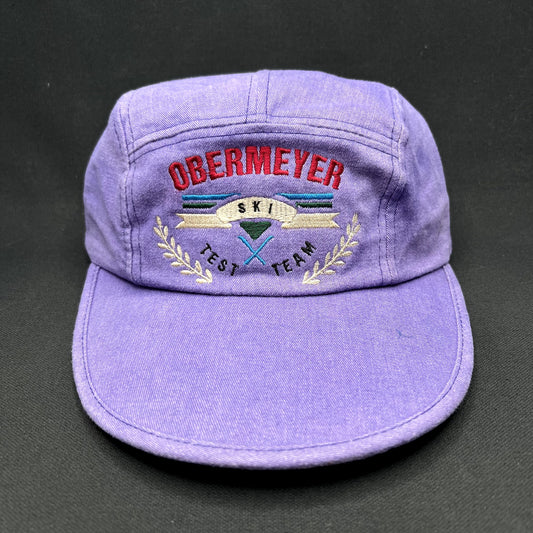 Vintage Obermeyer Ski Team 5-Panel Strapback Hat Purple Made in Taiwan SCI