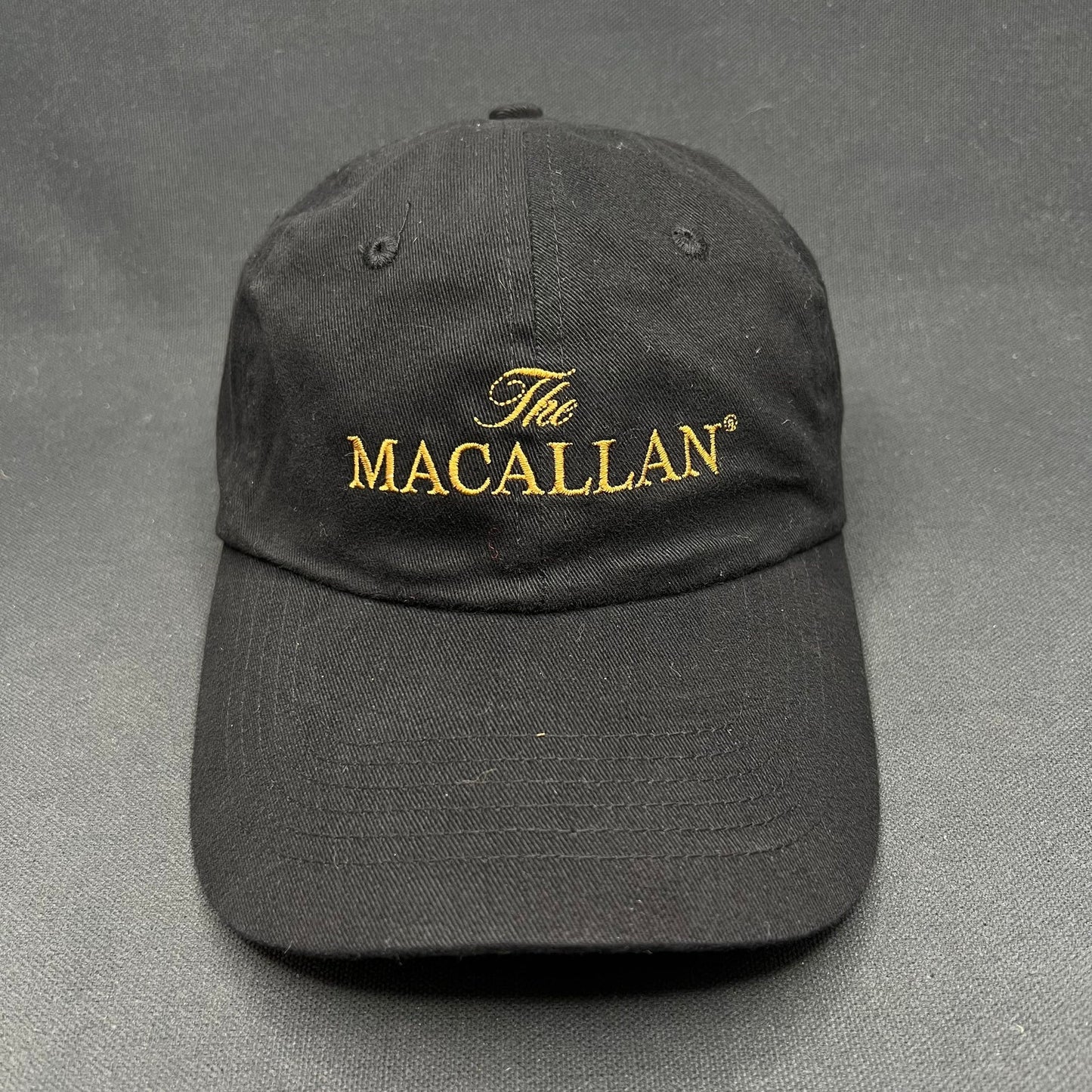 The Macallan Scotch Whisky Strapback Hat Black Gold Embroidered