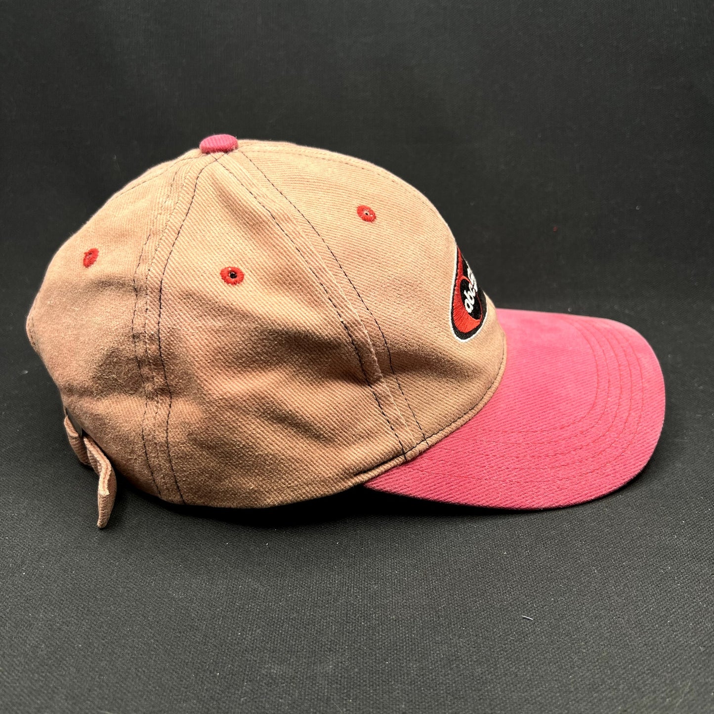 Vintage ABC Sports Strapback Hat Two-Tone Pink Tan Broadcast TV Cap