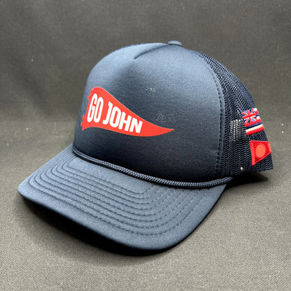 Vintage Go John Patriotic Trucker Snapback Hat USA Flag Mesh Cap